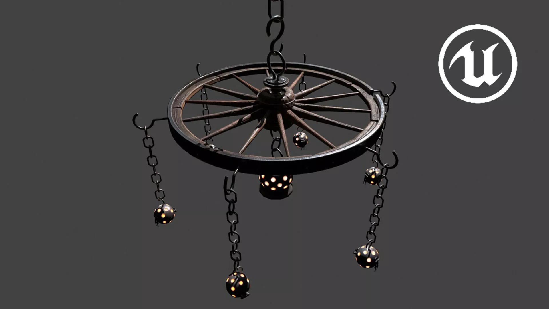 wheel chandelier Low-poly 3D model