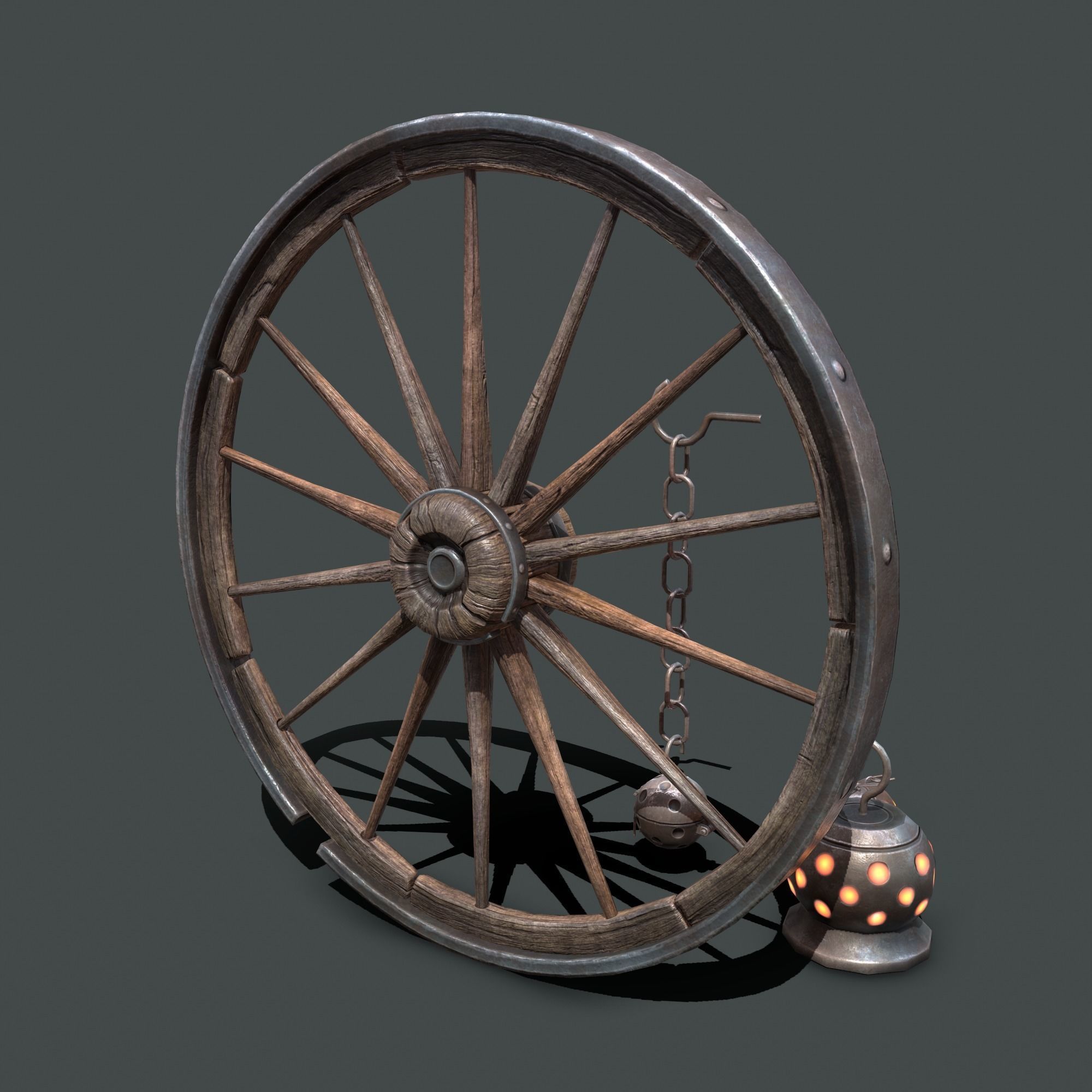 wheel chandelier Low-poly 3D model_25