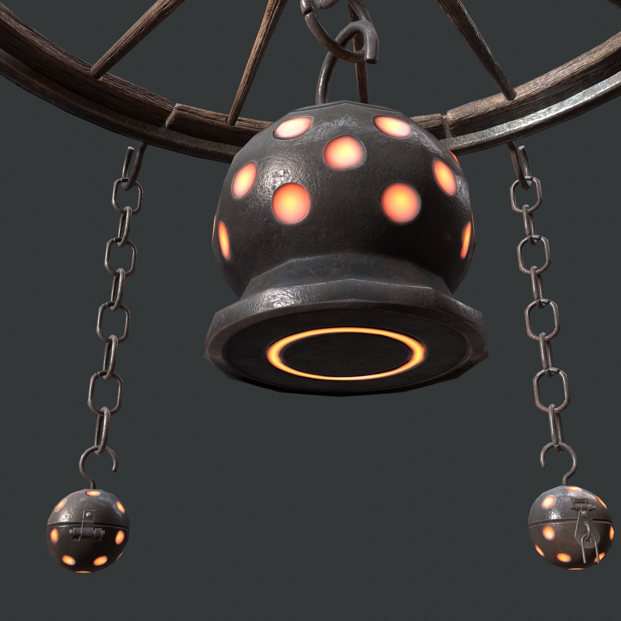 wheel chandelier Low-poly 3D model_13