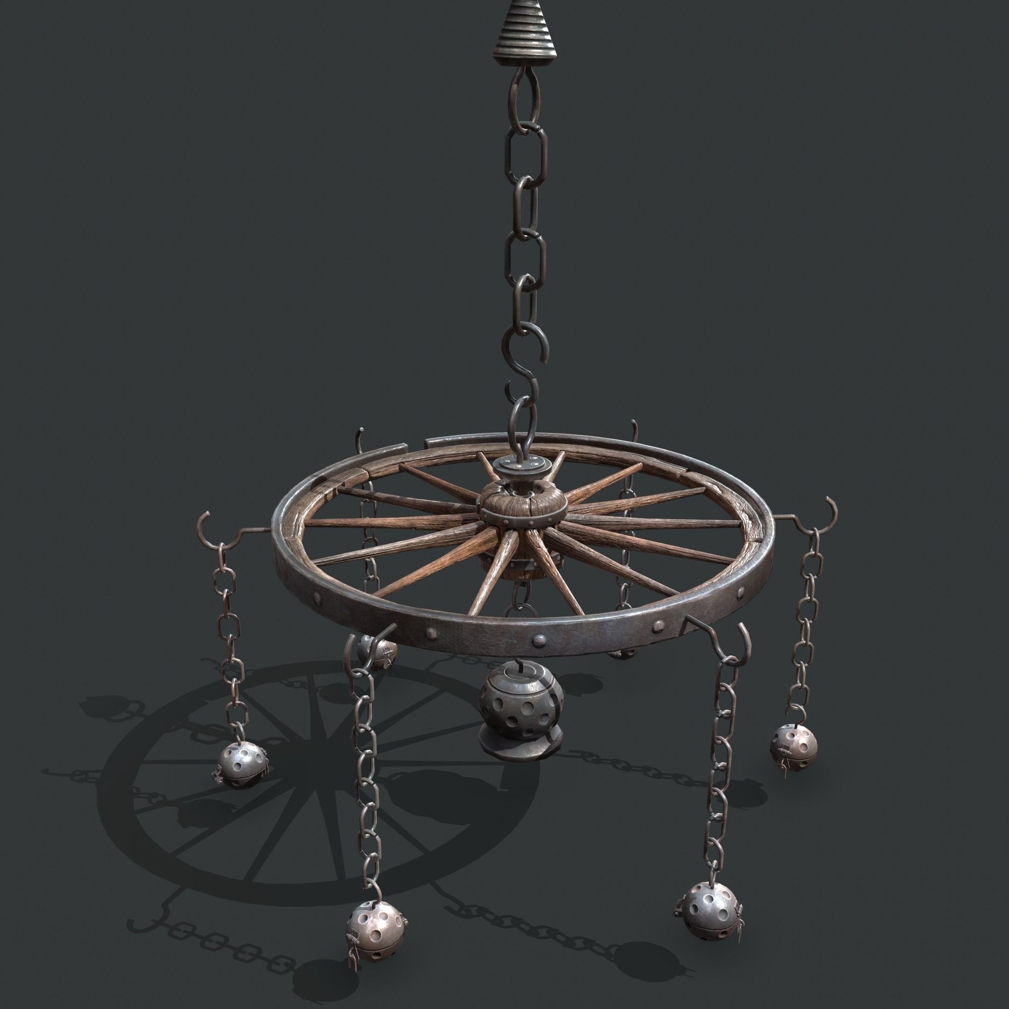 wheel chandelier Low-poly 3D model_4
