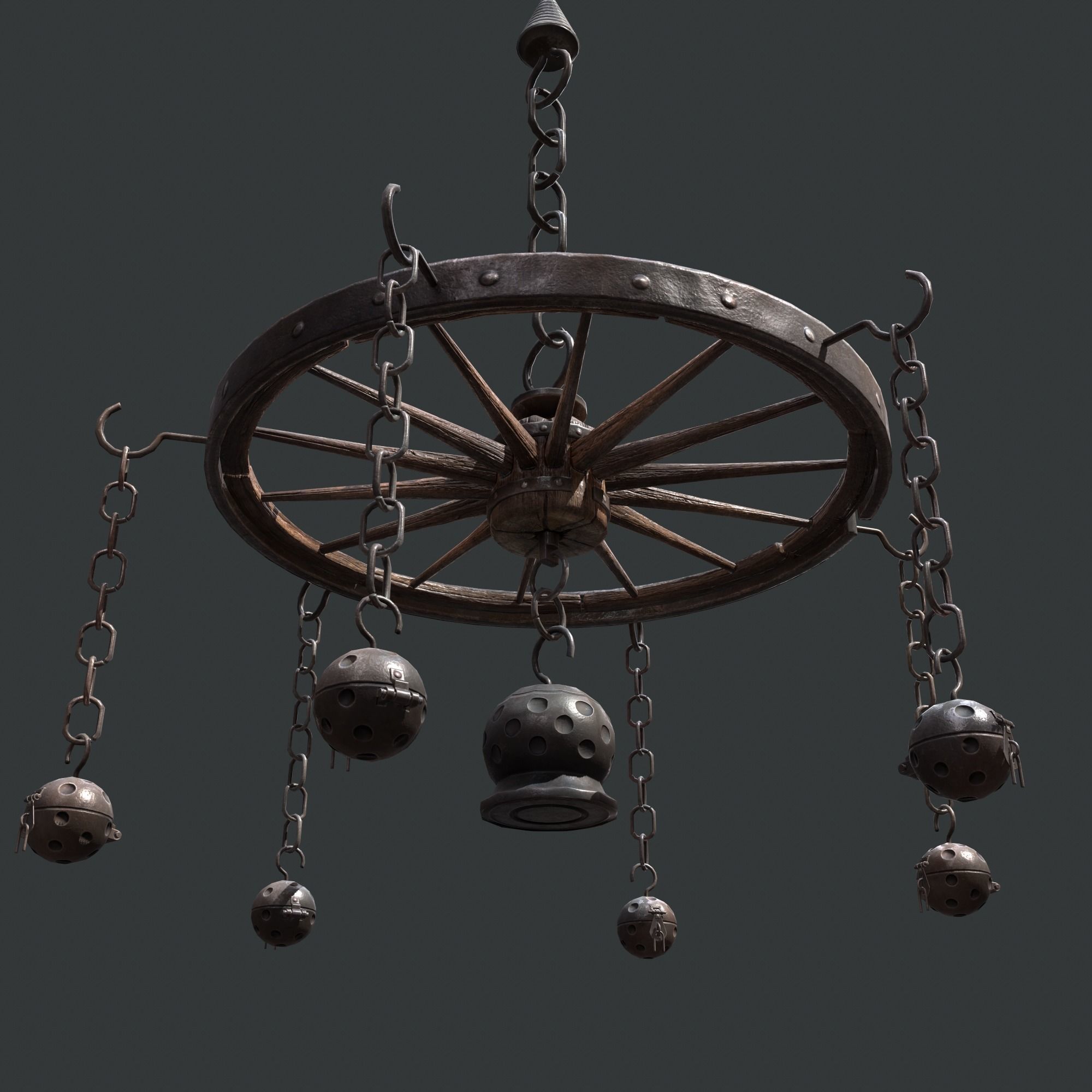 wheel chandelier Low-poly 3D model_24