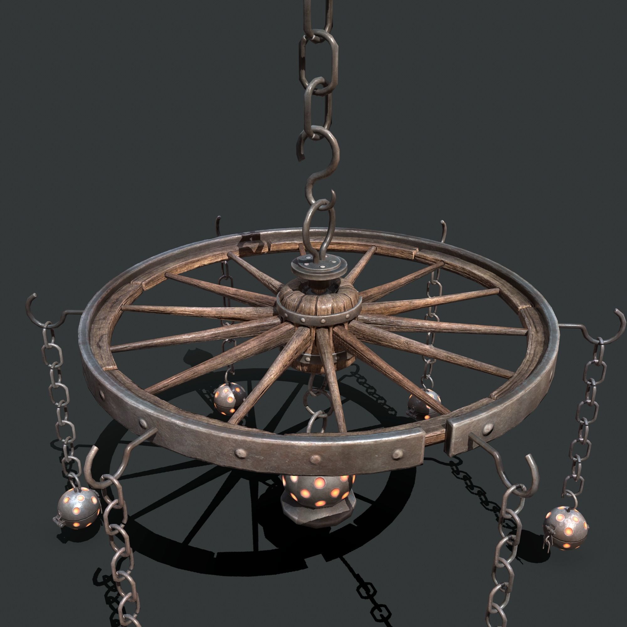 wheel chandelier Low-poly 3D model_20