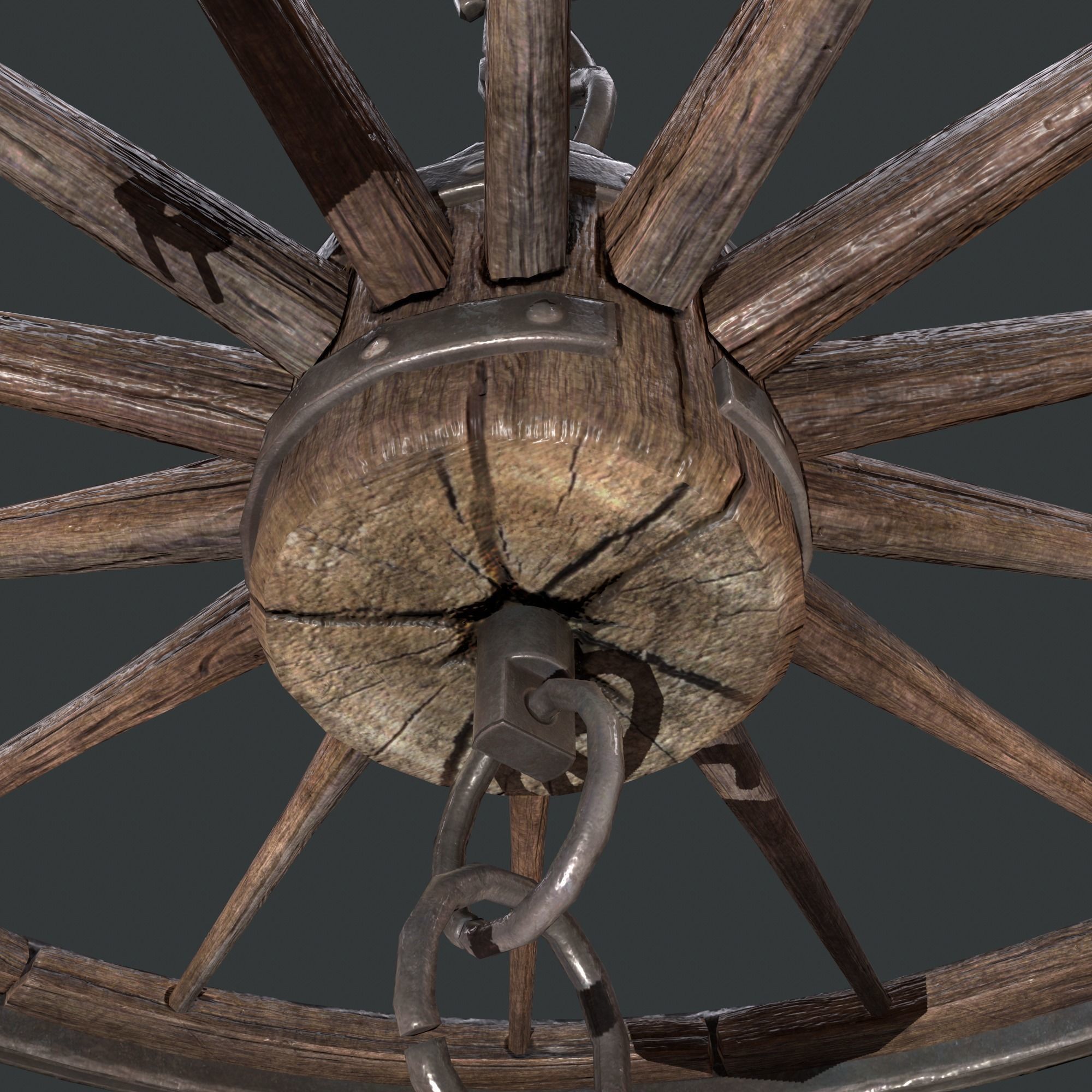 wheel chandelier Low-poly 3D model_16