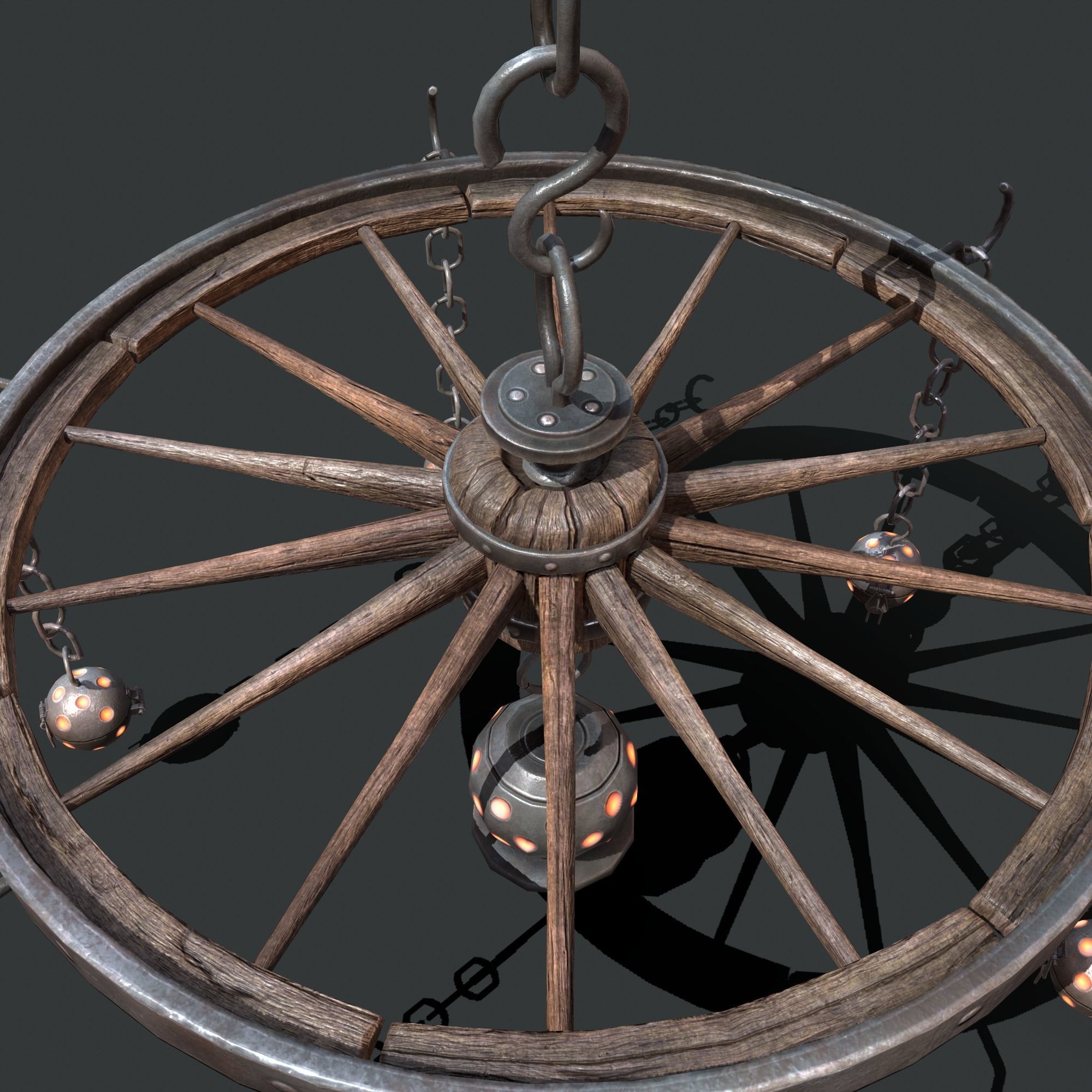 wheel chandelier Low-poly 3D model_19