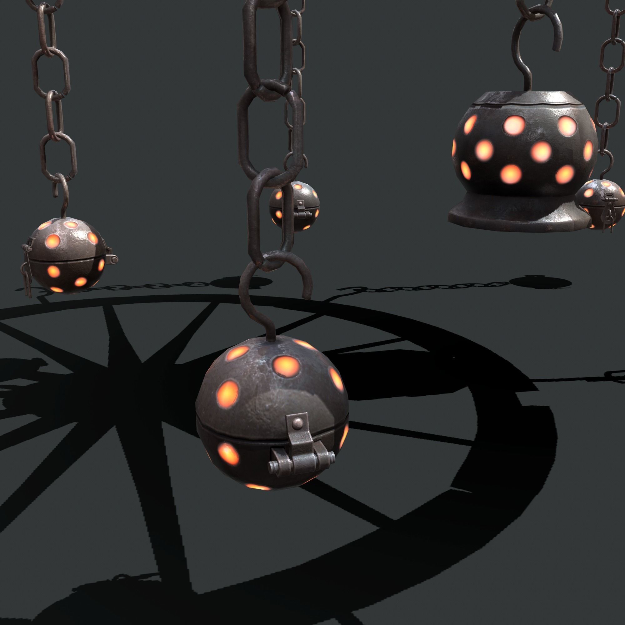 wheel chandelier Low-poly 3D model_12