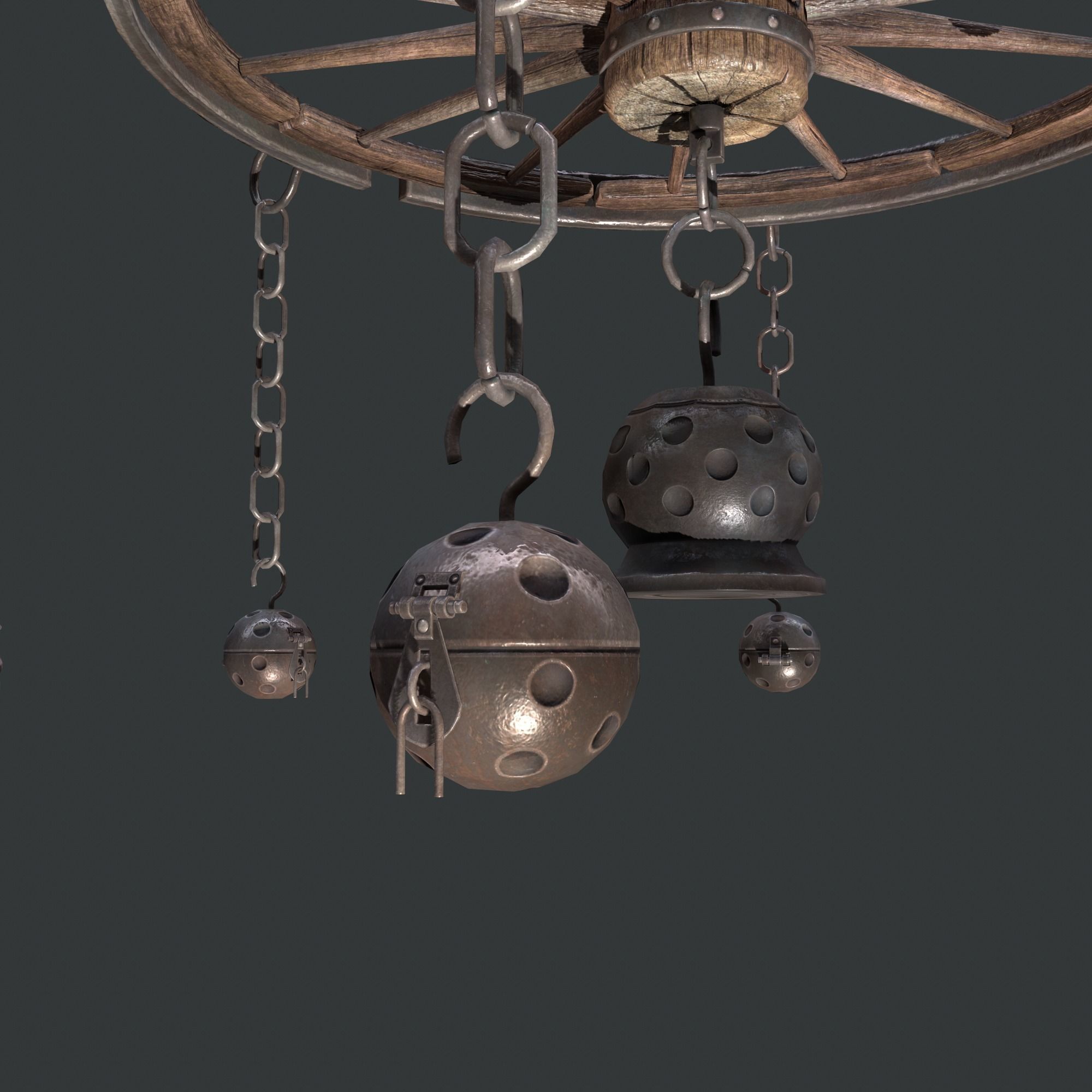 wheel chandelier Low-poly 3D model_9