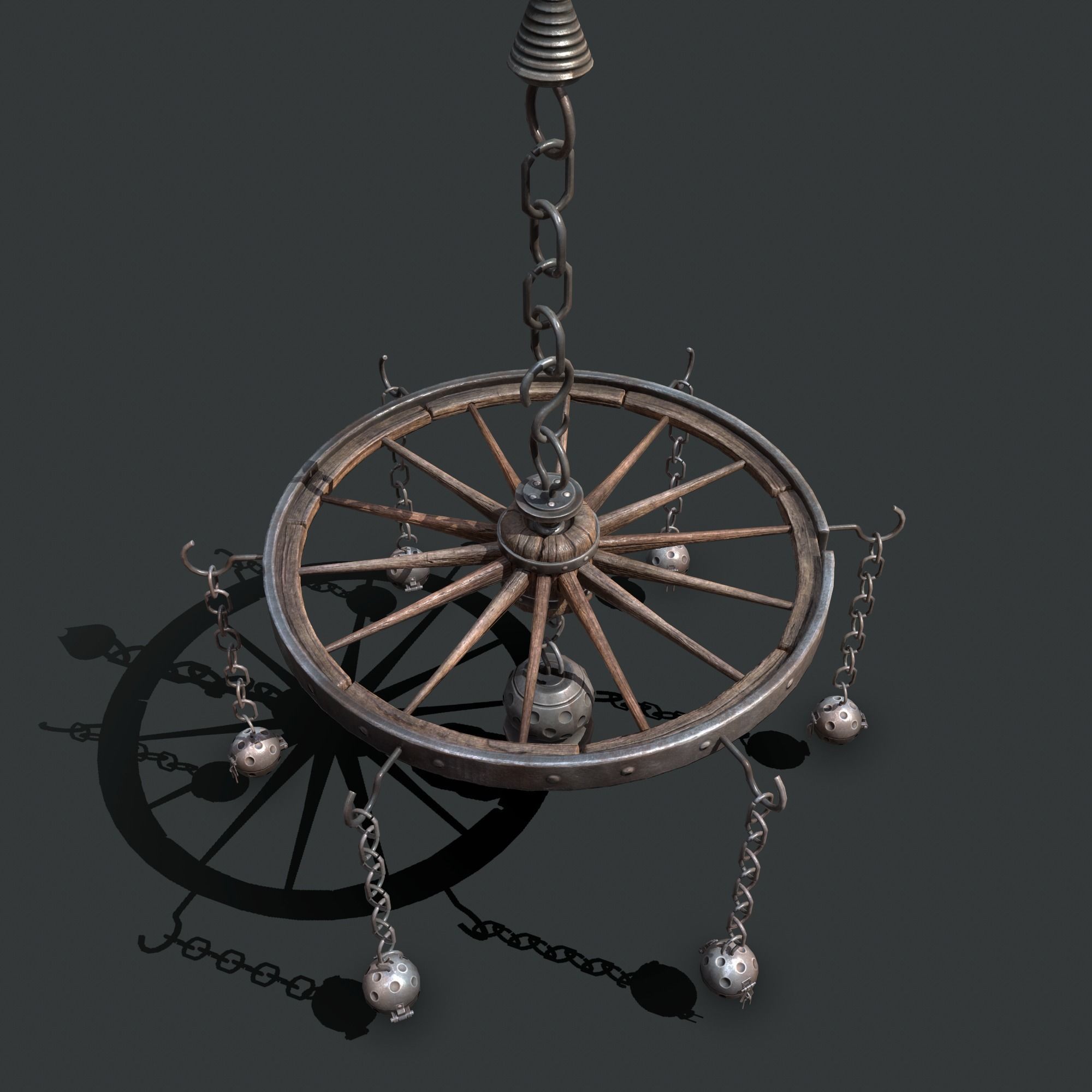 wheel chandelier Low-poly 3D model_23