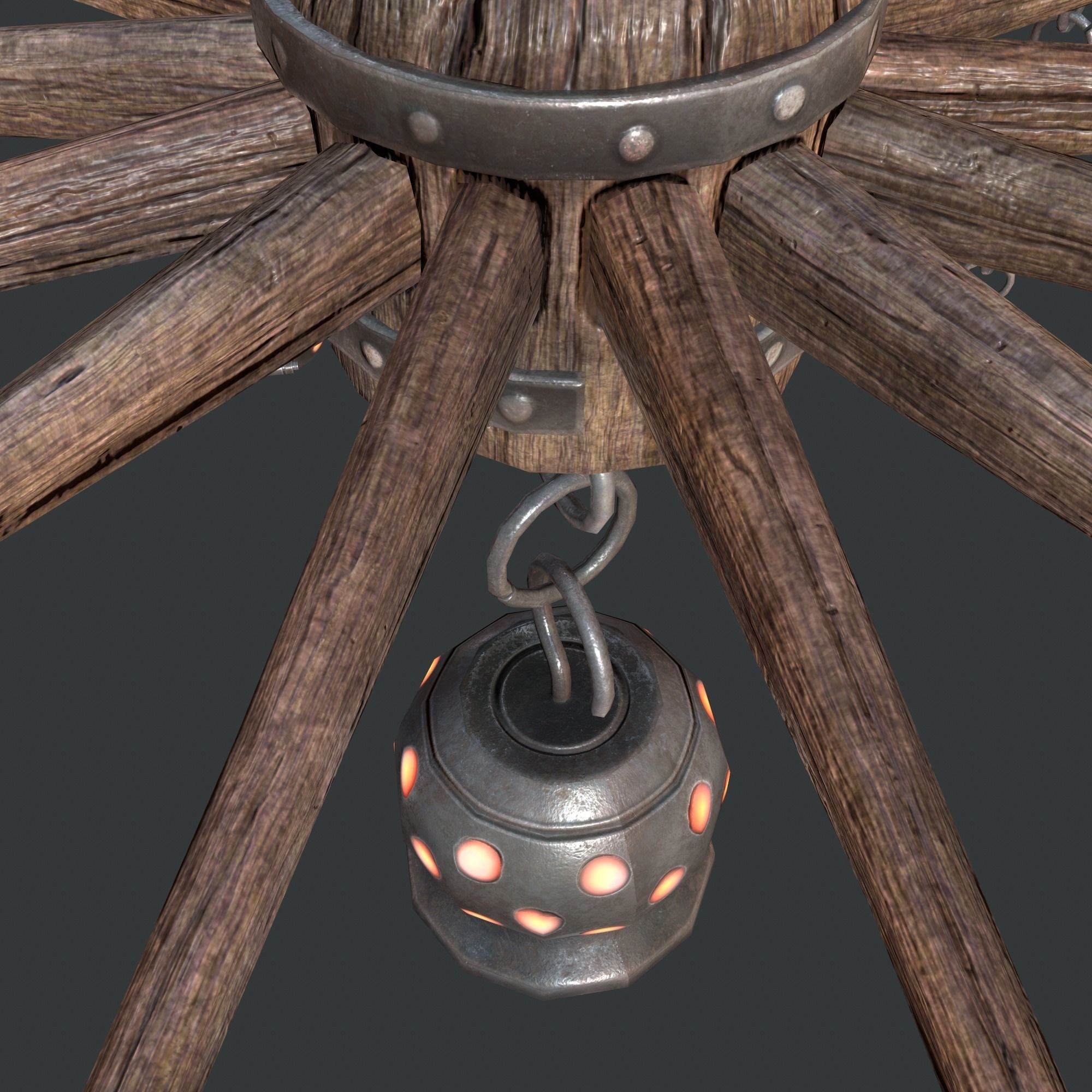 wheel chandelier Low-poly 3D model_17