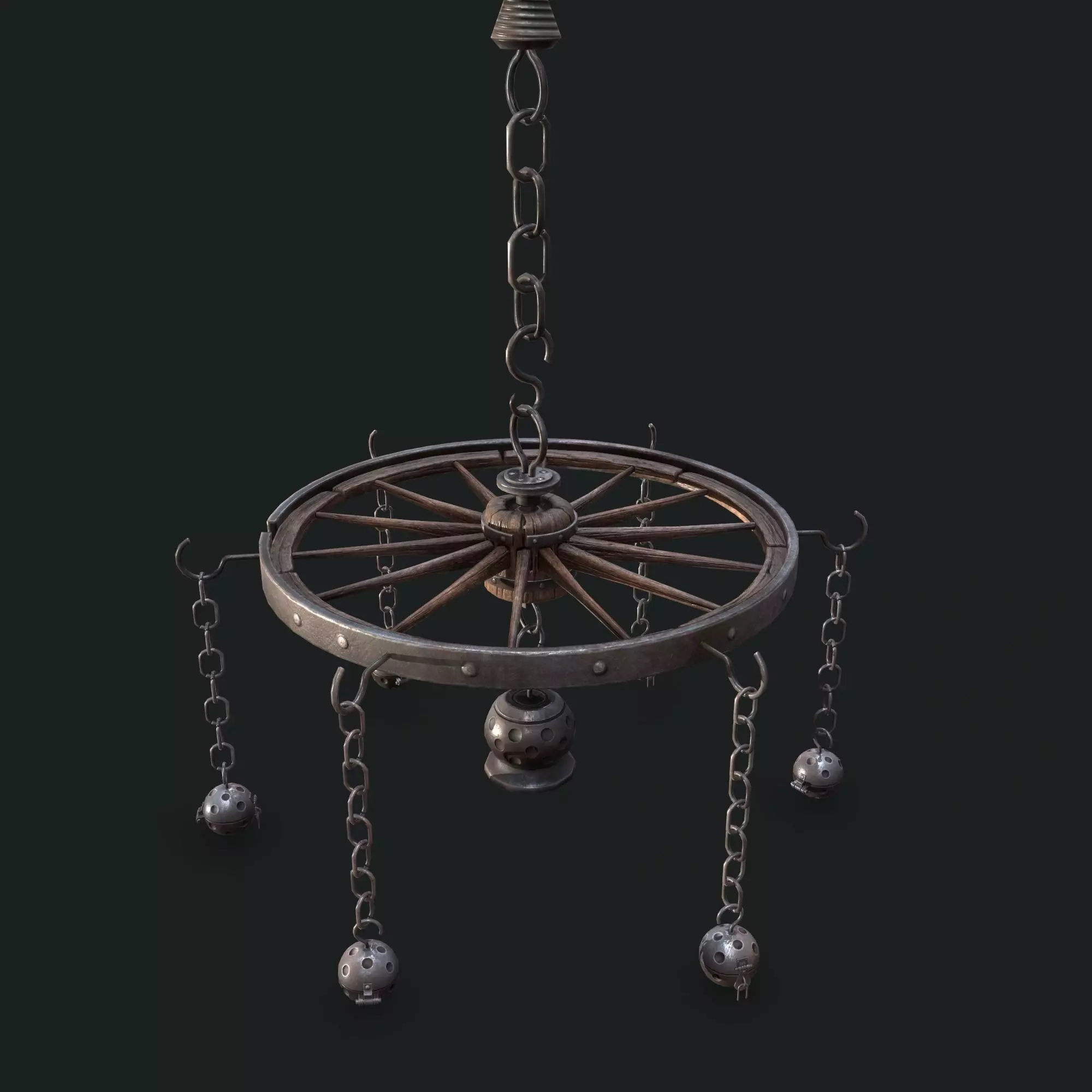 wheel chandelier Low-poly 3D model_0