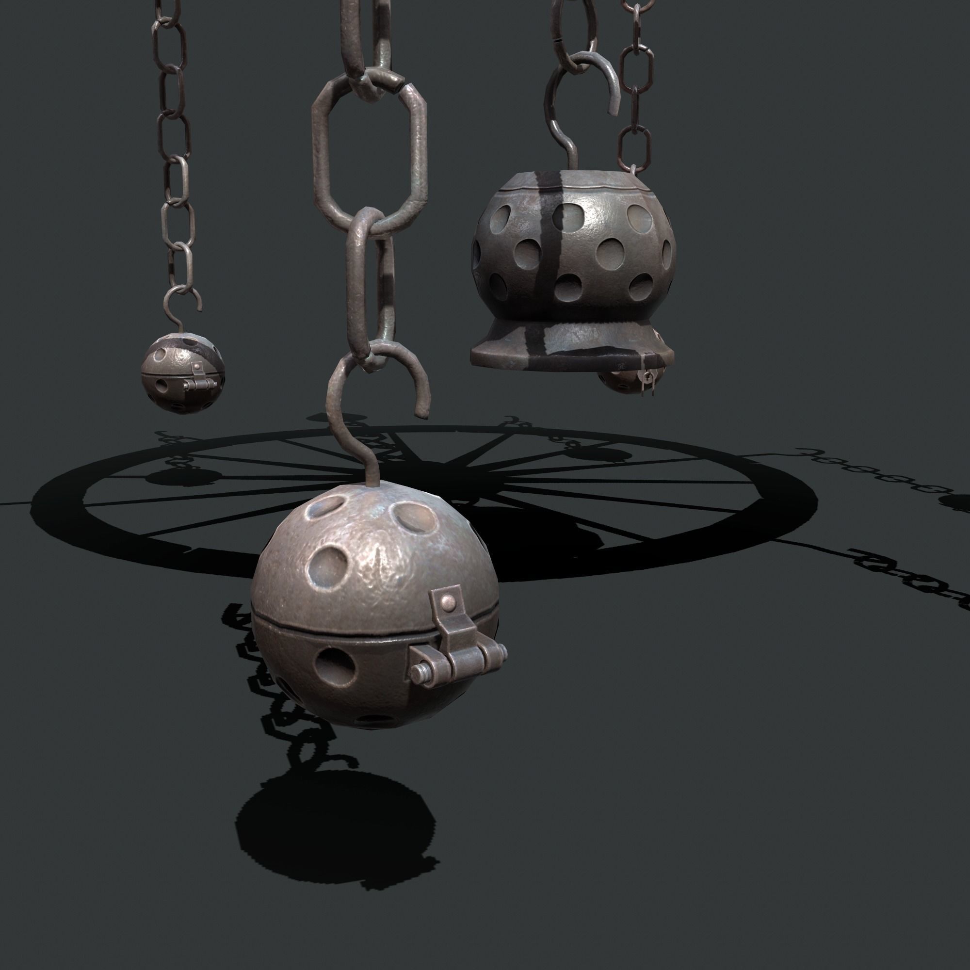 wheel chandelier Low-poly 3D model_10