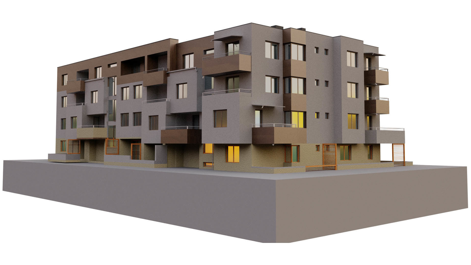 Modern block of flats 3D model_4