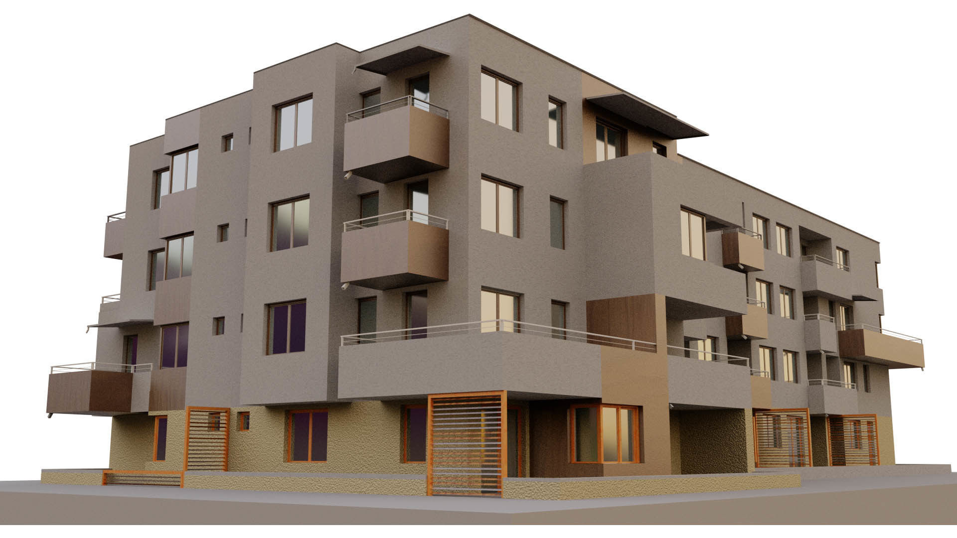 Modern block of flats 3D model_1