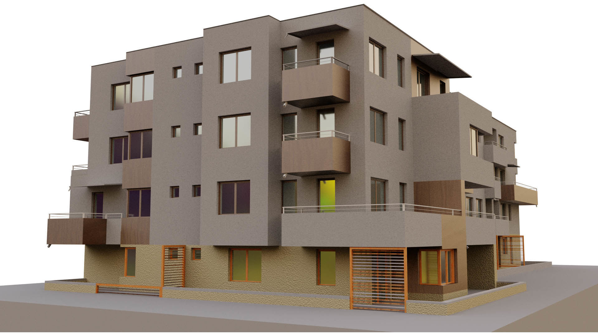 Modern block of flats 3D model_2