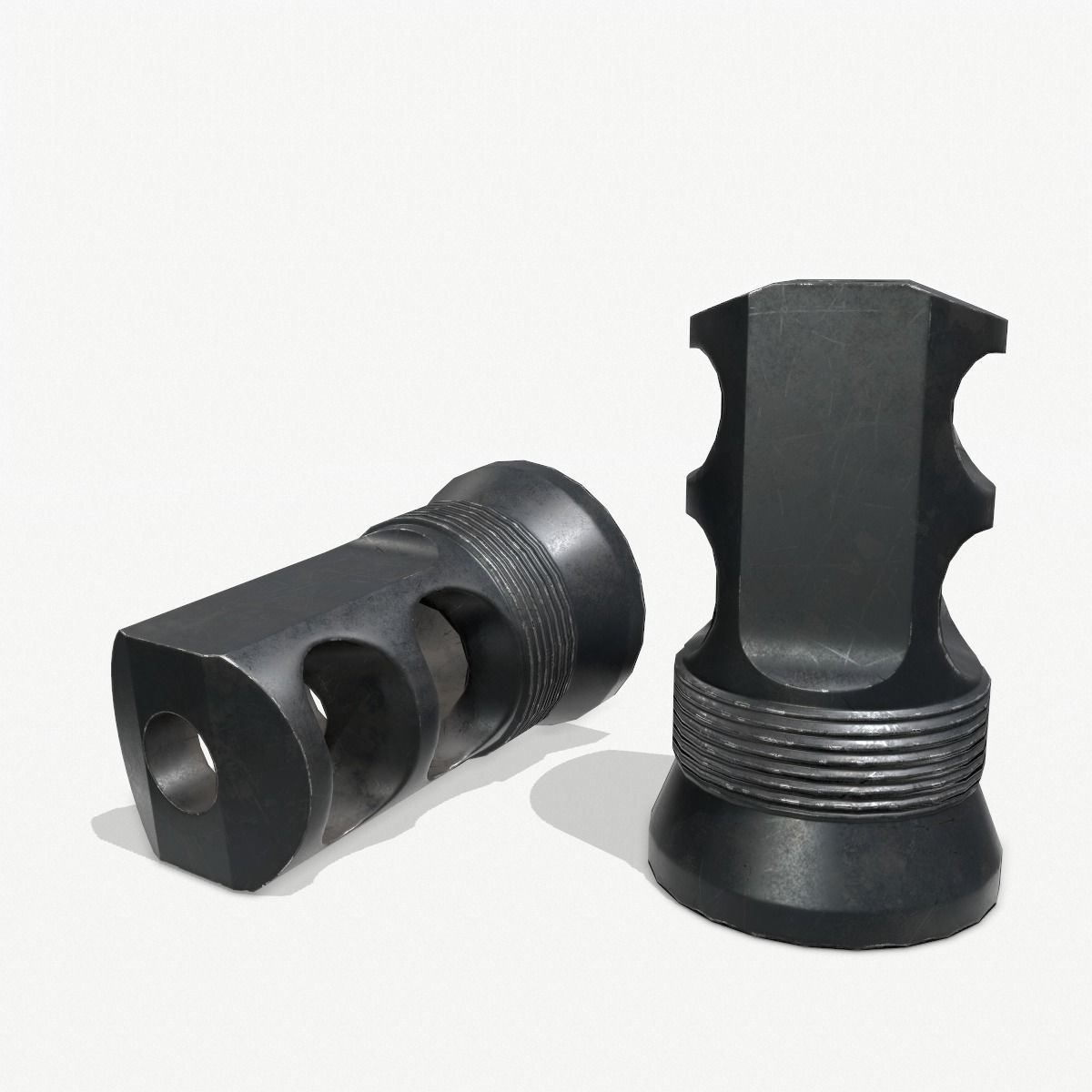 Muzzle Brake  Pack Vol-1 Low-poly 3D model_2