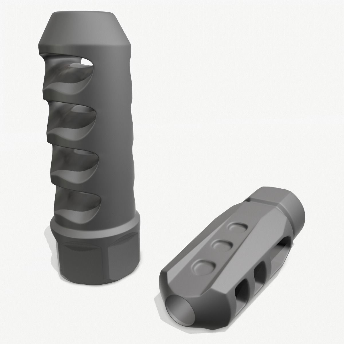 Muzzle Brake  Pack Vol-1 Low-poly 3D model_10