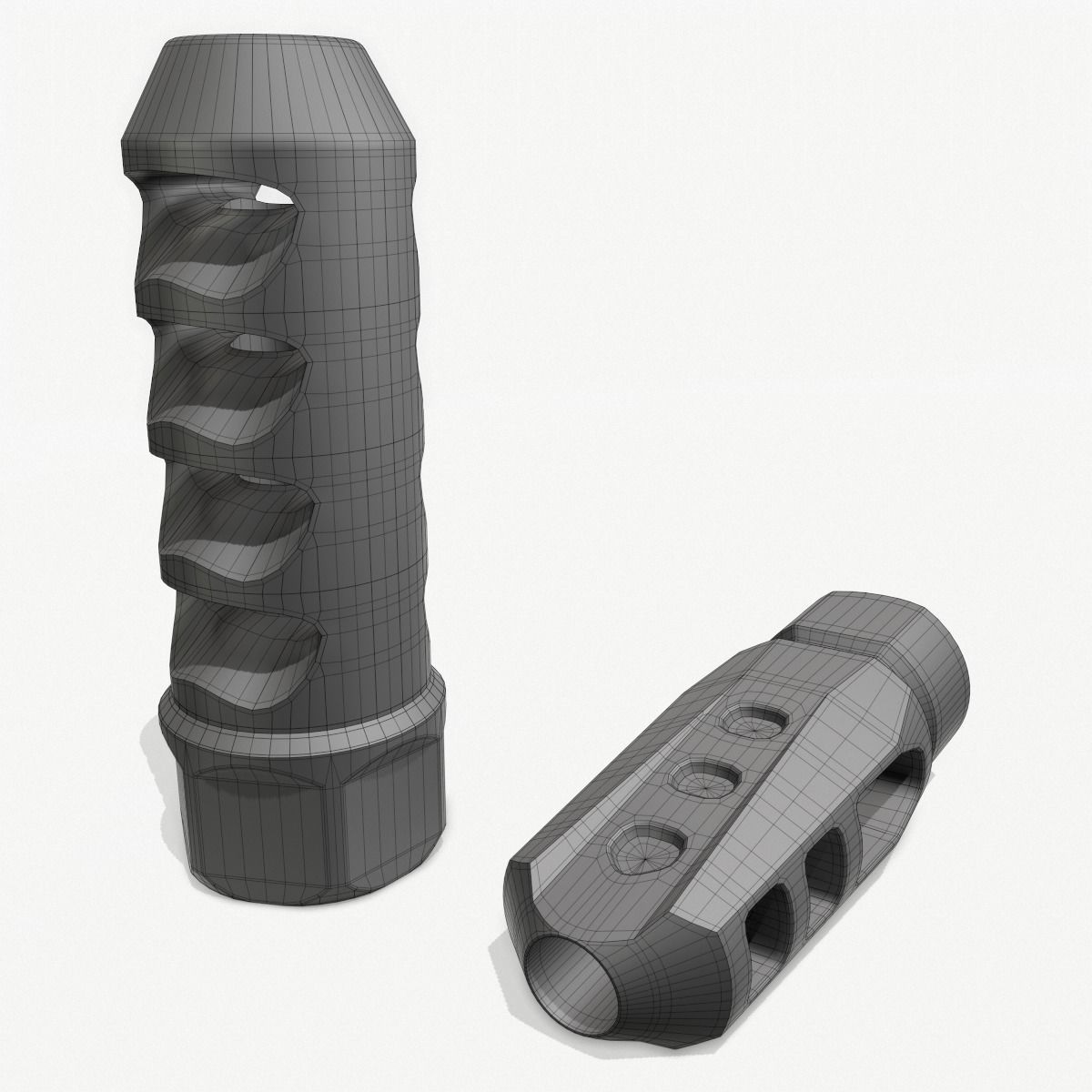 Muzzle Brake  Pack Vol-1 Low-poly 3D model_11