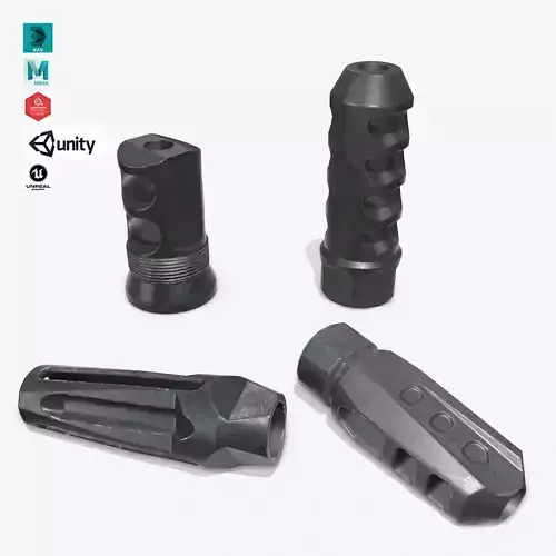Muzzle Brake  Pack Vol-1 Low-poly 3D model