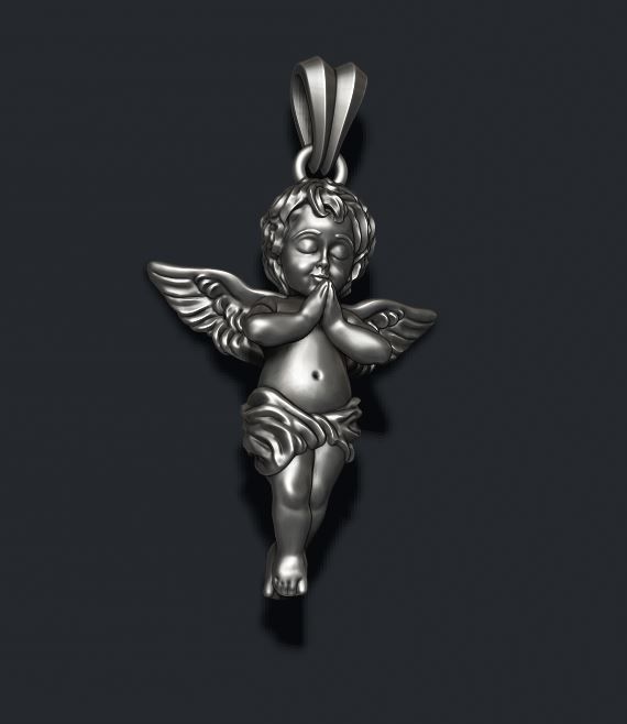 baby angel pendant 3D print model_1
