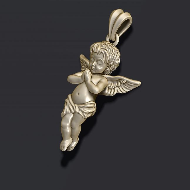 baby angel pendant 3D print model_4
