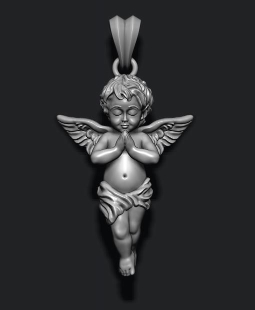 baby angel pendant 3D print model_2