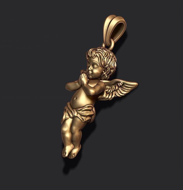 baby angel pendant 3D print model_8