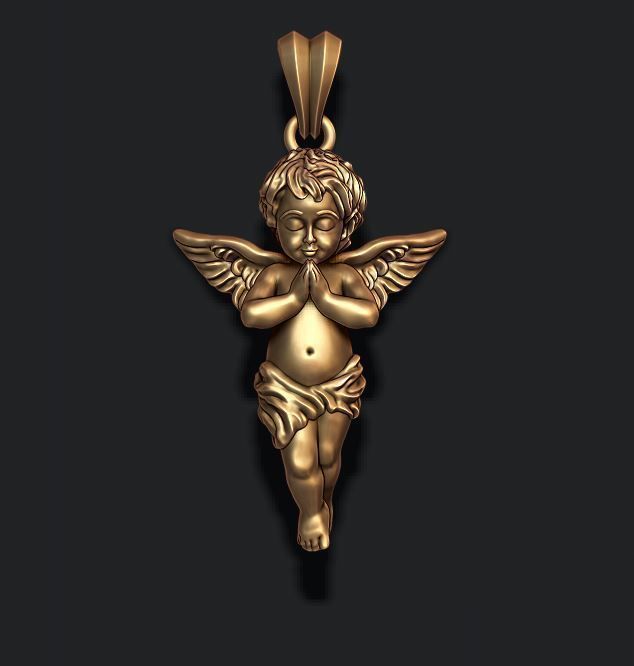 baby angel pendant 3D print model_7