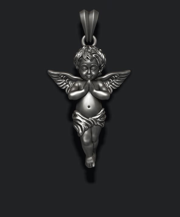 baby angel pendant 3D print model_5
