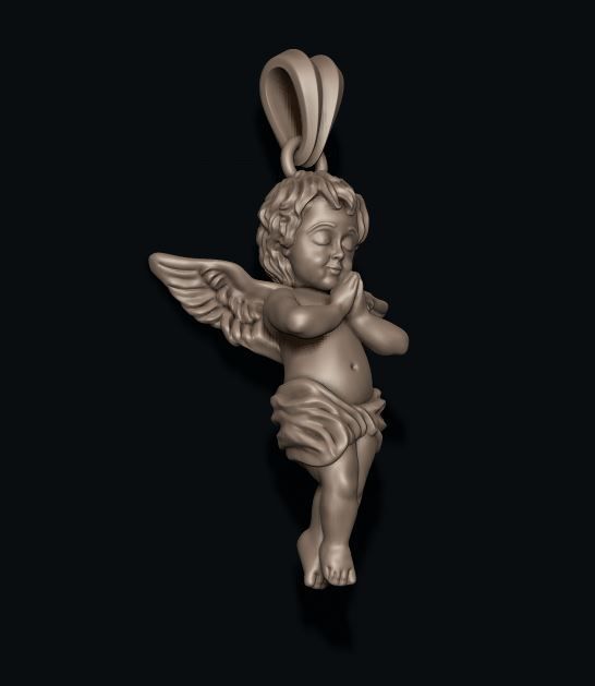 baby angel pendant 3D print model_3