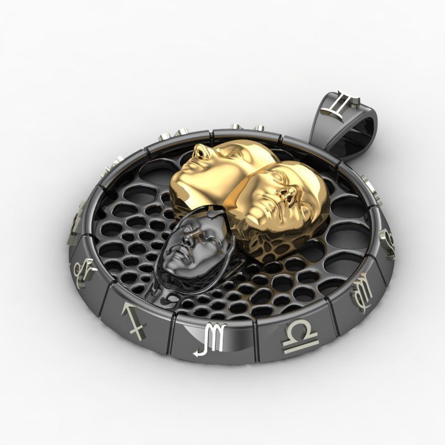 Zodiac sign Pendant Gemini 3D print model_2