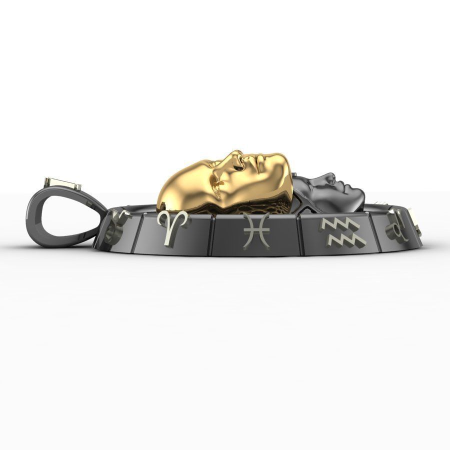 Zodiac sign Pendant Gemini 3D print model_3