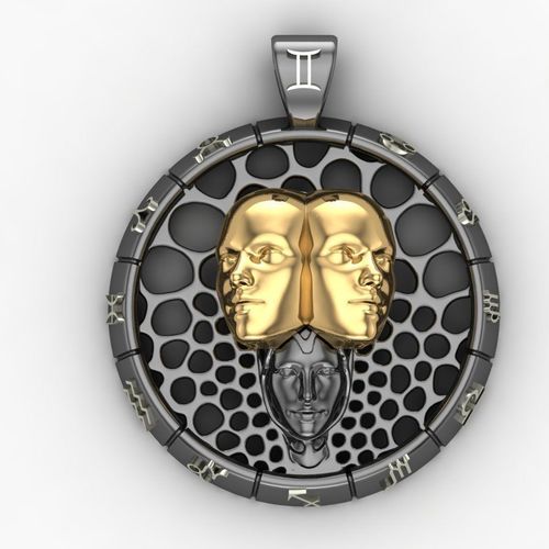 Zodiac sign Pendant Gemini 3D print model