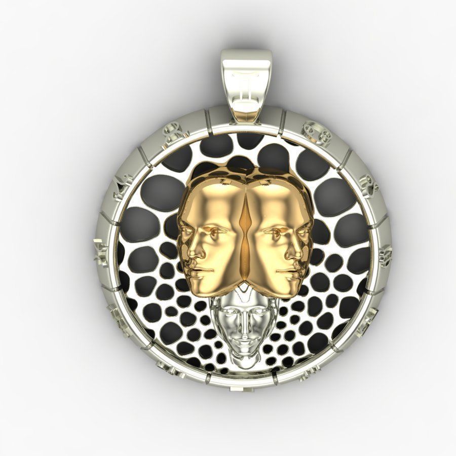 Zodiac sign Pendant Gemini 3D print model_4
