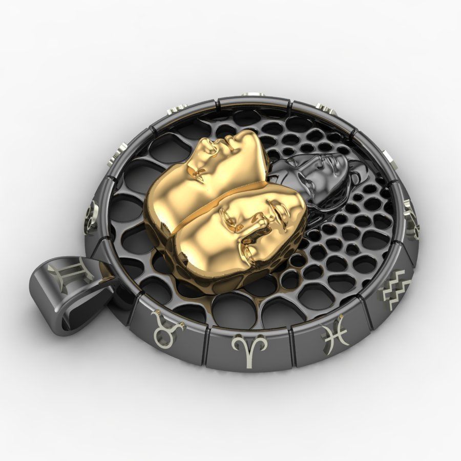 Zodiac sign Pendant Gemini 3D print model_1