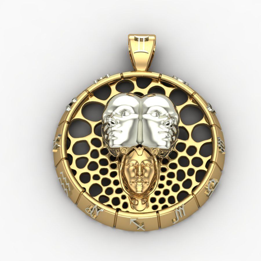 Zodiac sign Pendant Gemini 3D print model_6
