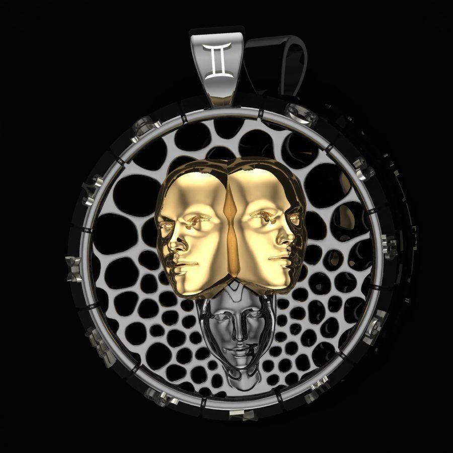 Zodiac sign Pendant Gemini 3D print model_5