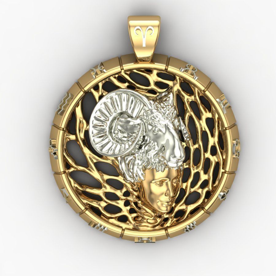 Zodiac sign Pendant Aries 3D print model_6