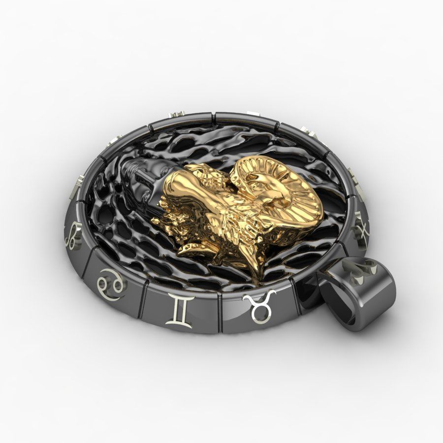 Zodiac sign Pendant Aries 3D print model_2