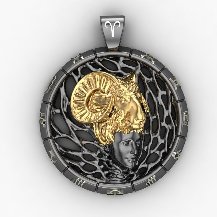 Zodiac sign Pendant Aries 3D print model_0