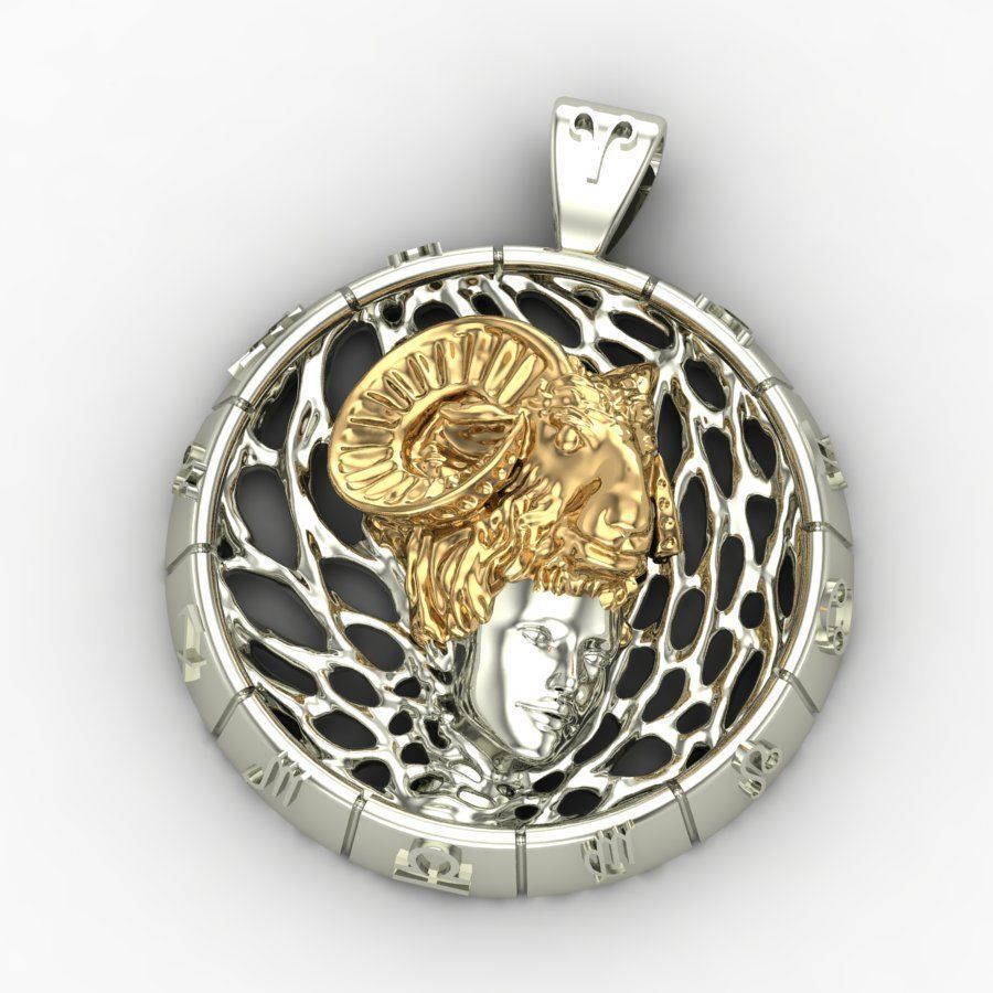 Zodiac sign Pendant Aries 3D print model_5