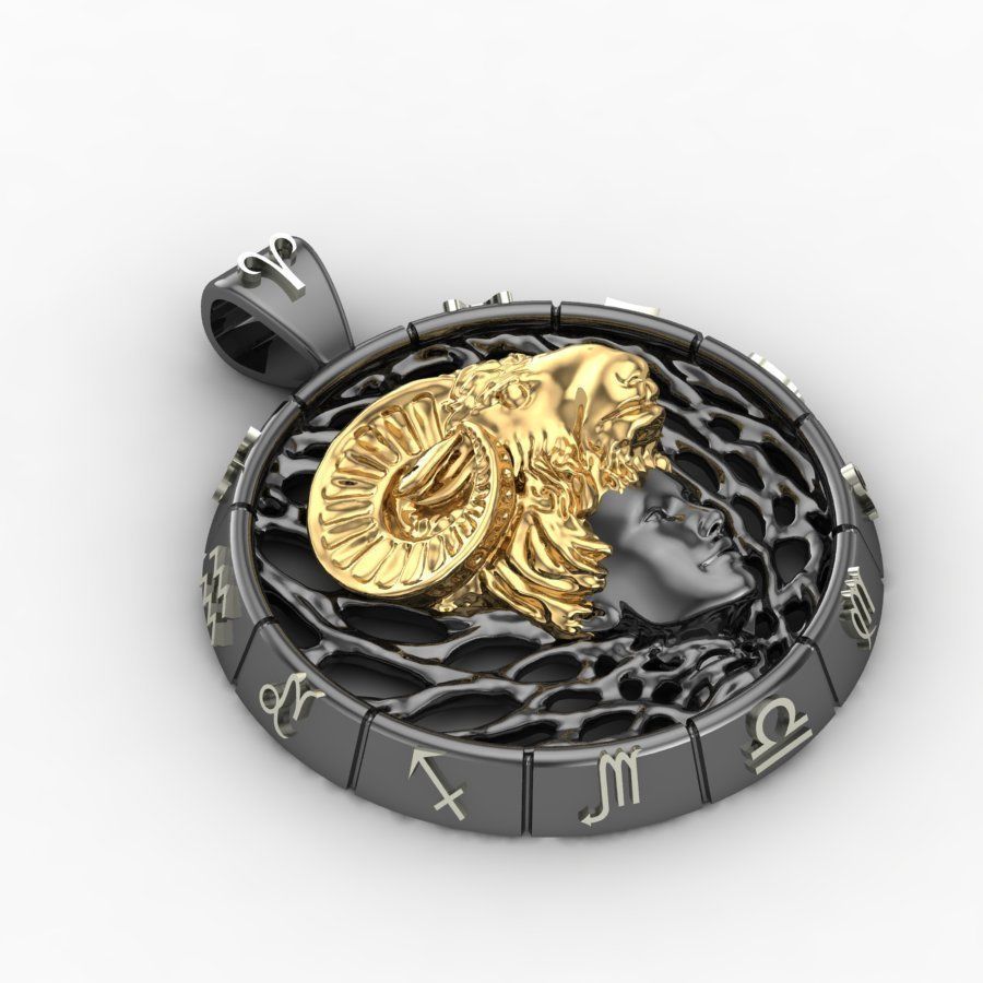 Zodiac sign Pendant Aries 3D print model_1
