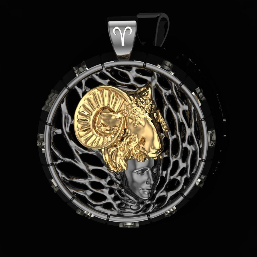 Zodiac sign Pendant Aries 3D print model_4