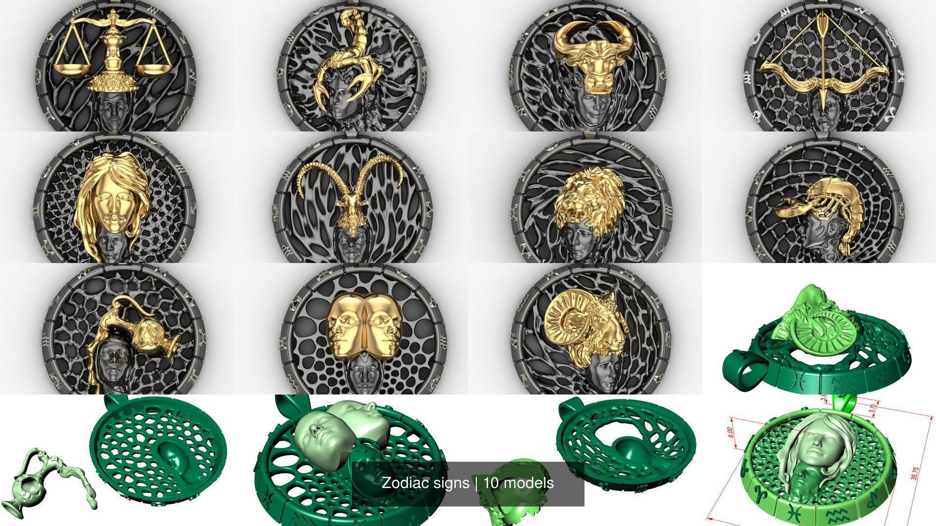 Zodiac signs 3D Model Collection_2