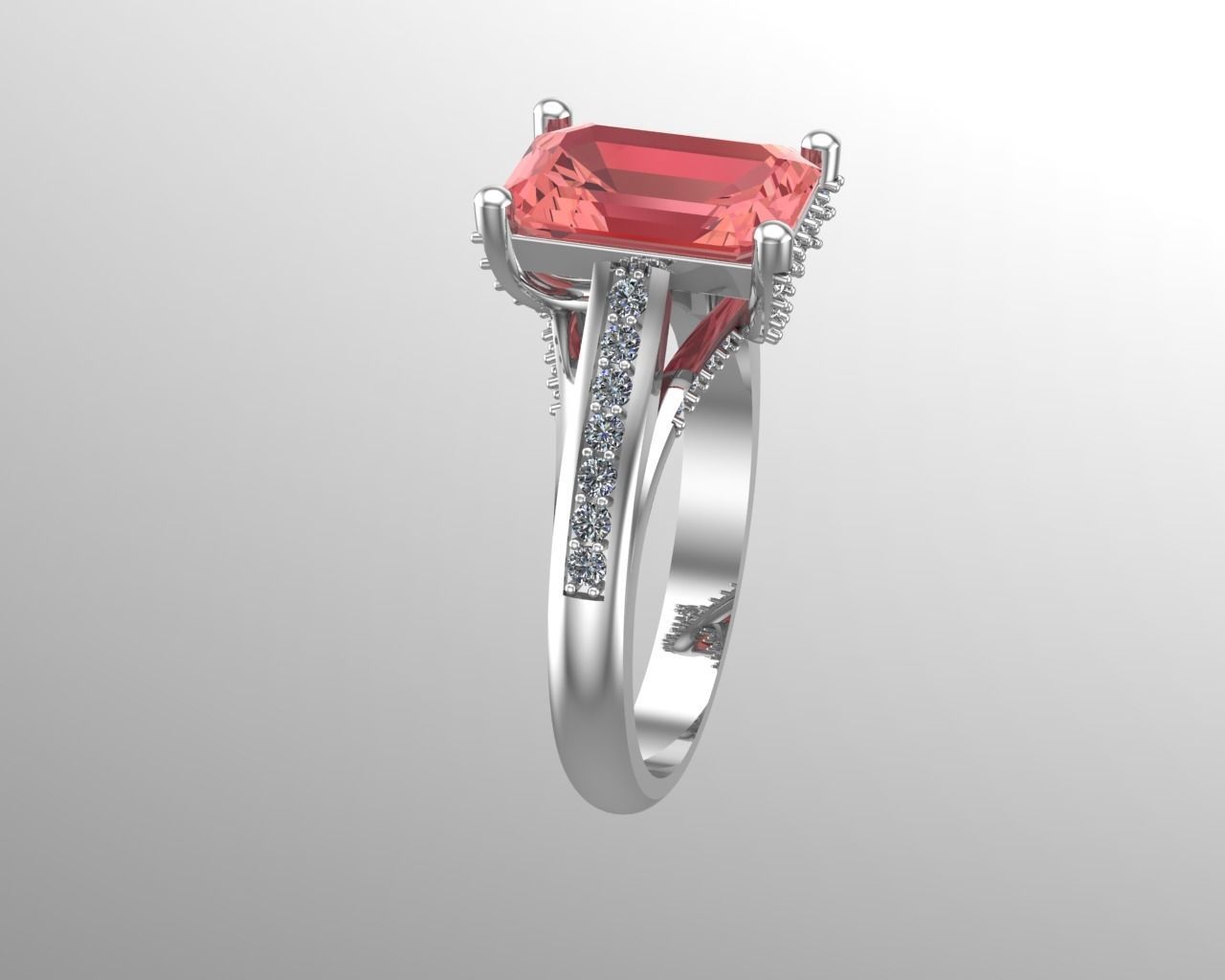 Emerald diamond ring NN171 3D model_8