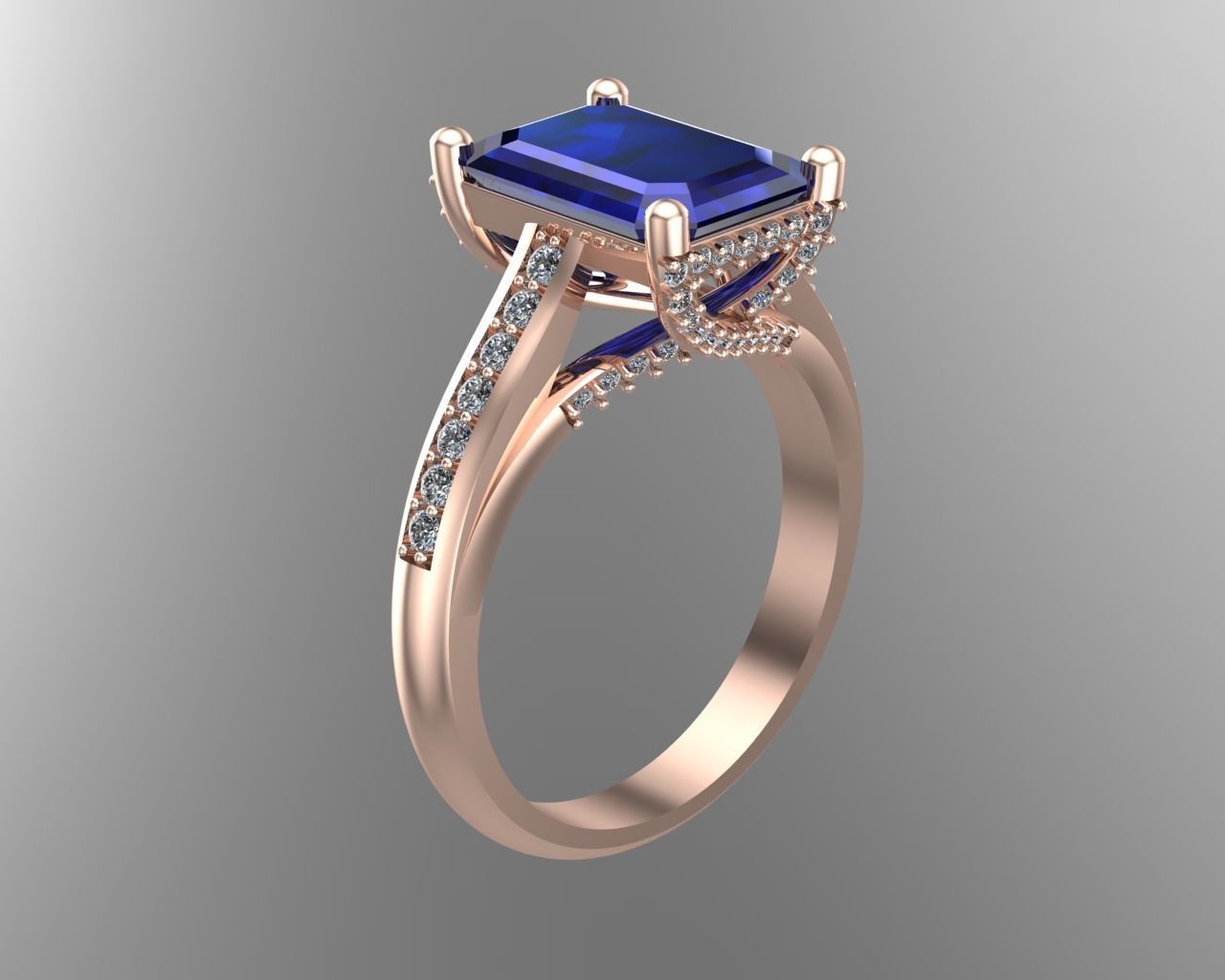 Emerald diamond ring NN171 3D model_2