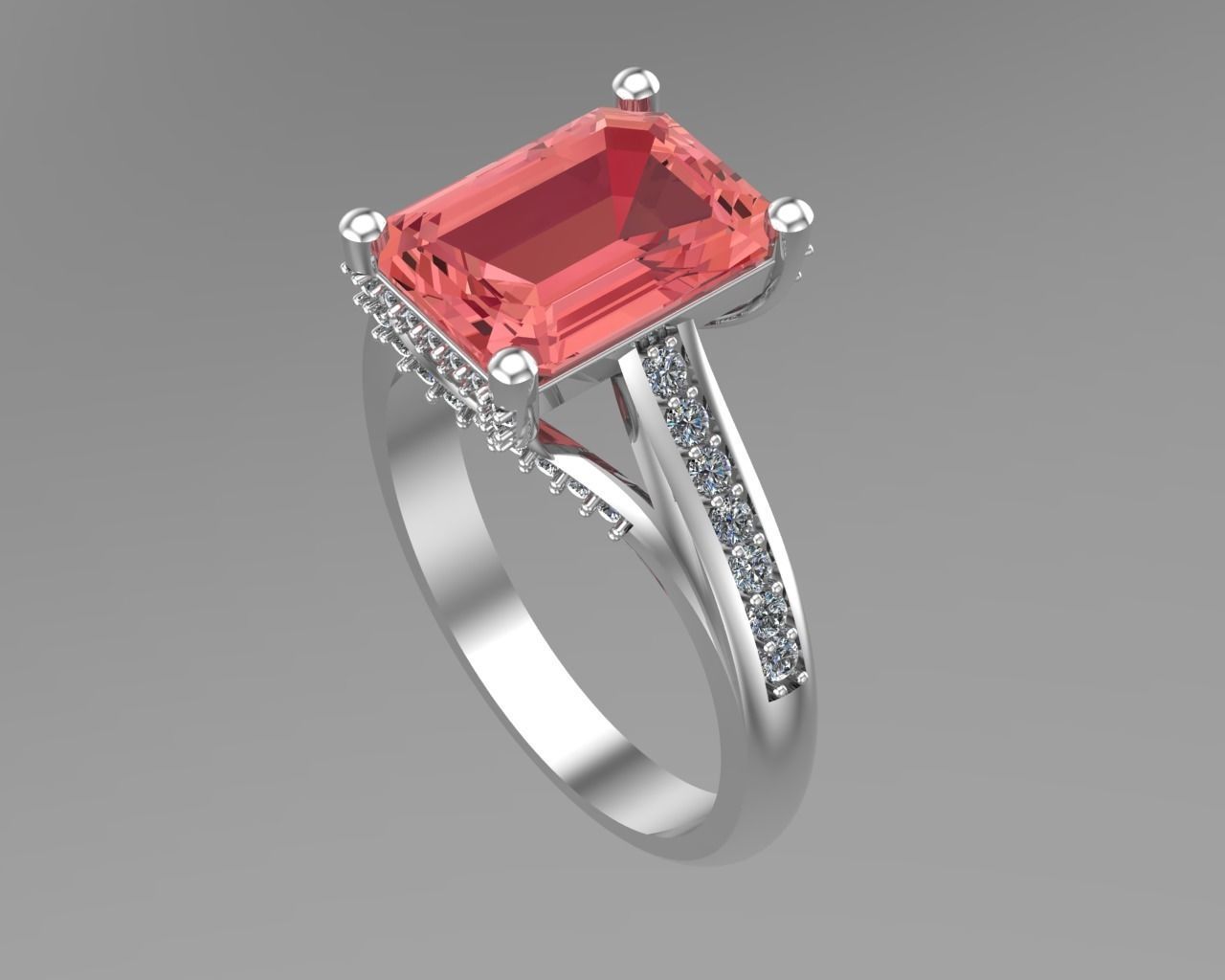 Emerald diamond ring NN171 3D model_3