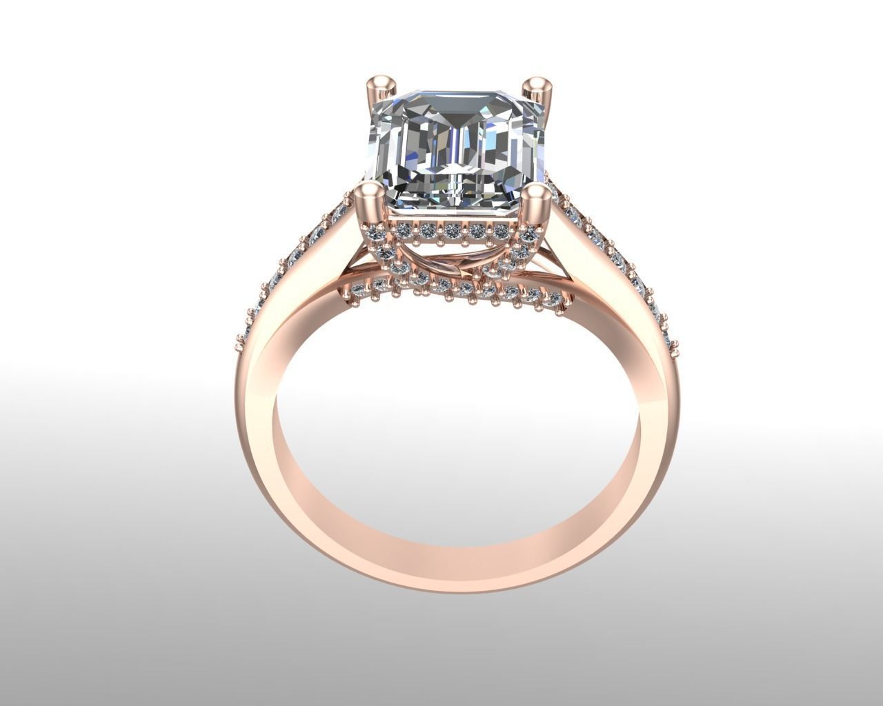Emerald diamond ring NN171 3D model_4