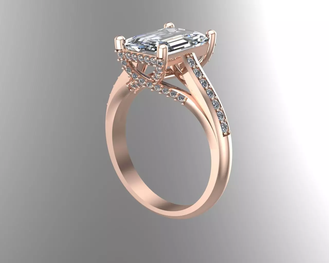 Emerald diamond ring NN171 3D model_0