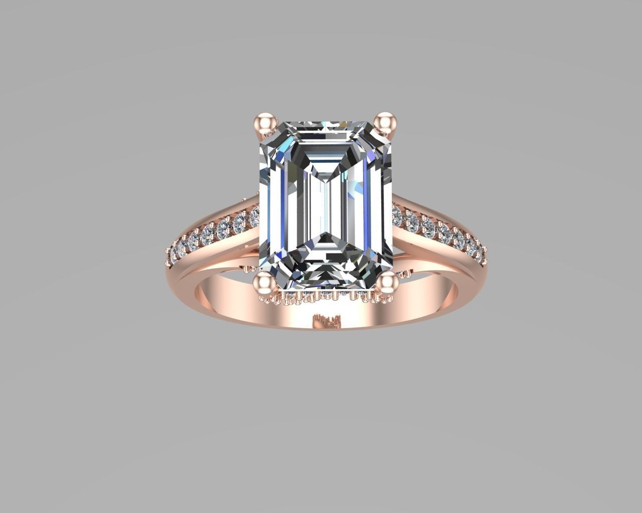Emerald diamond ring NN171 3D model_1
