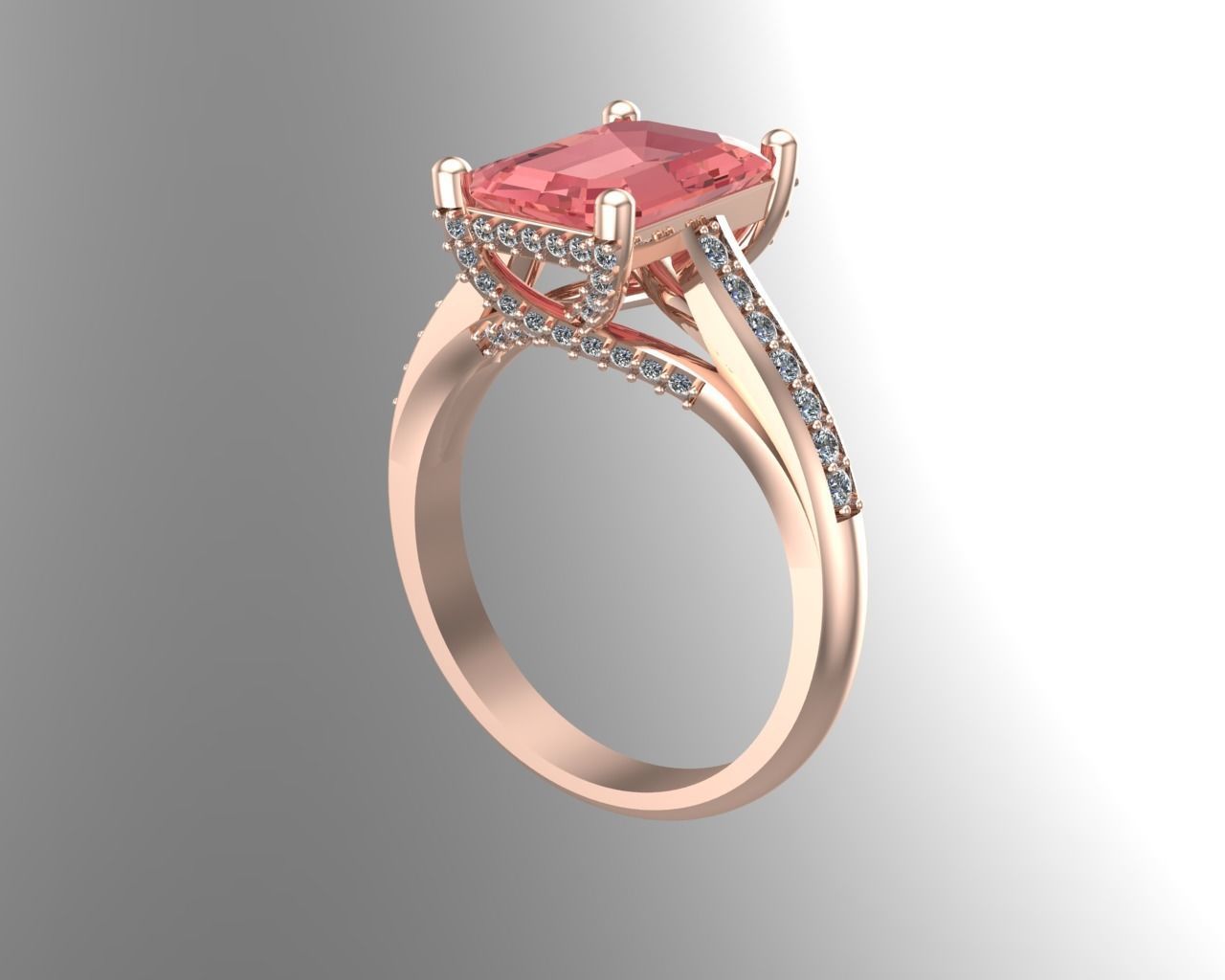 Emerald diamond ring NN171 3D model_10