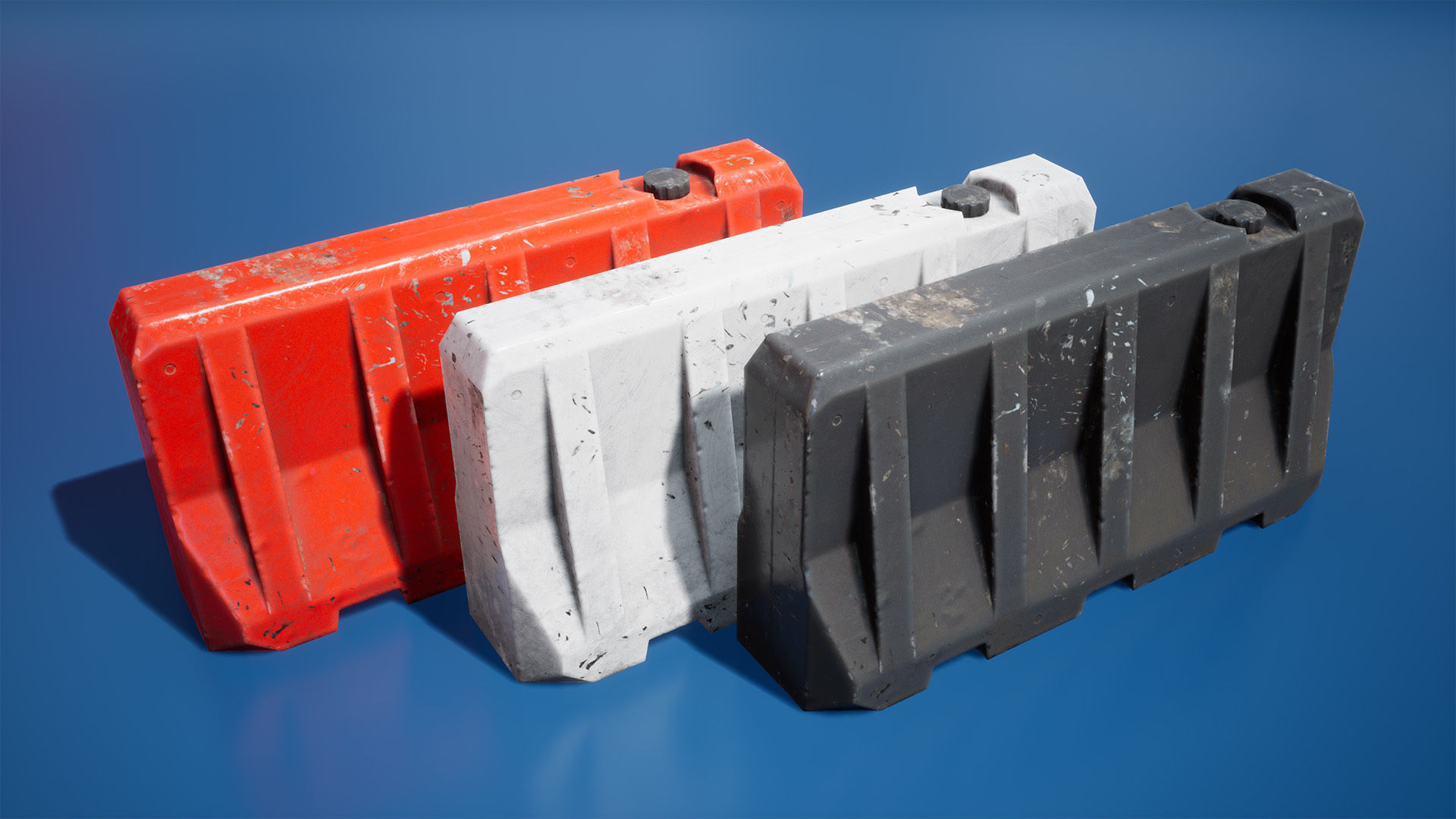 Traffic barriers Low-poly 3D model_13